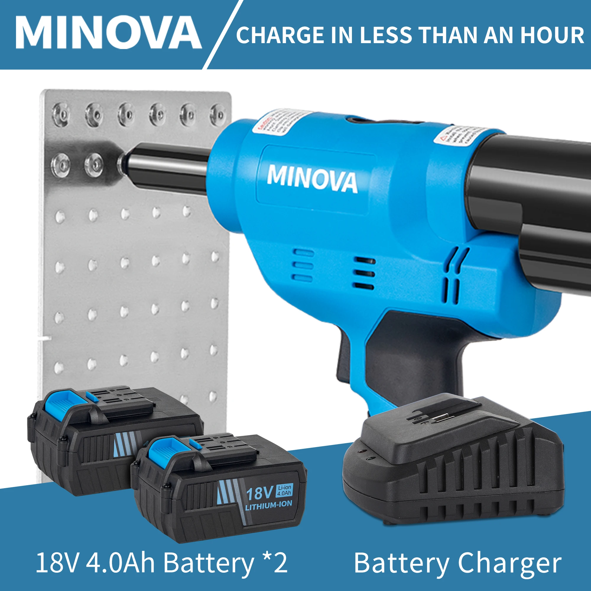 MINOVA Customized Durable Industrial Hand Riveter Tool Cordless Brushless 18v 4.0ah Lithium Battery Rivet Gun Set