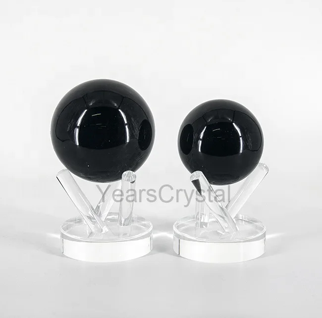 磨き上げられた大理石の球体、クォーツのダーククリスタルボール、黒