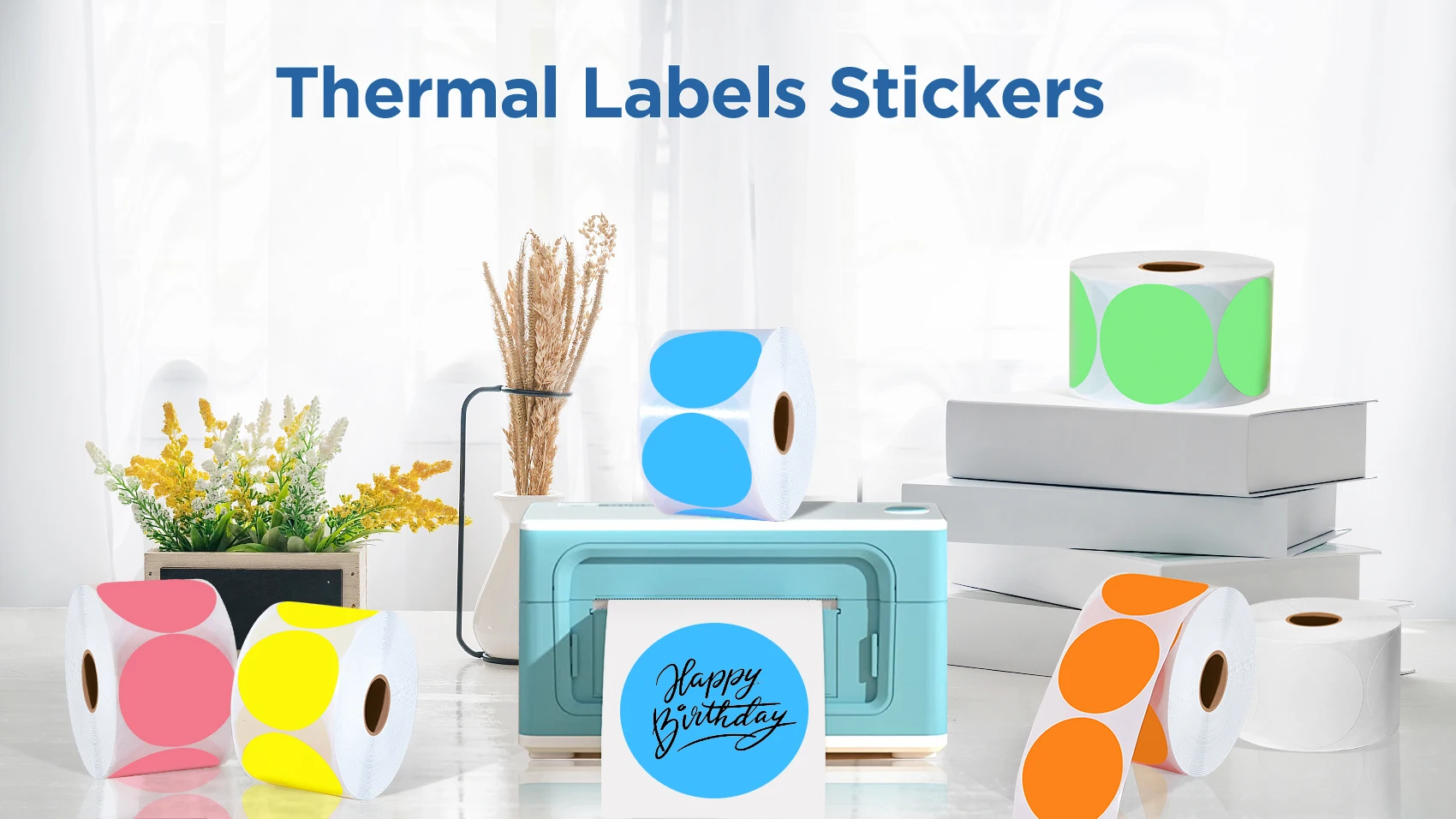 2" White Round Thermal Labels For Printer,Waterproof Writable Circle Thermal Stickers For