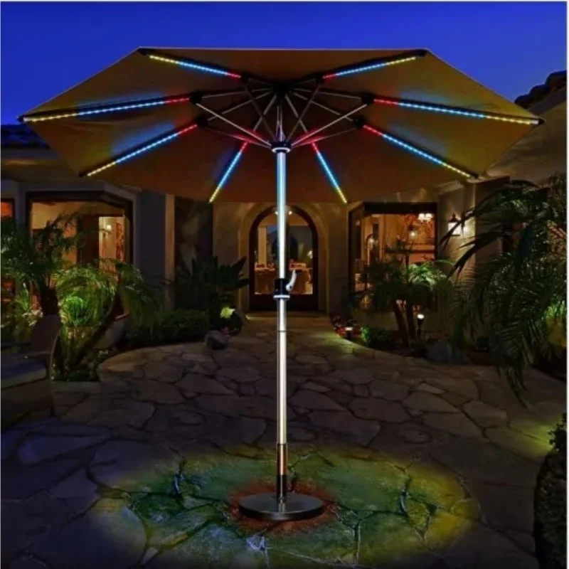 10ft Commercial High End Twist-tilt Light Luxury Aluminum Light Duty Garden Umbrella Outdoor Electric Automatic Parasol