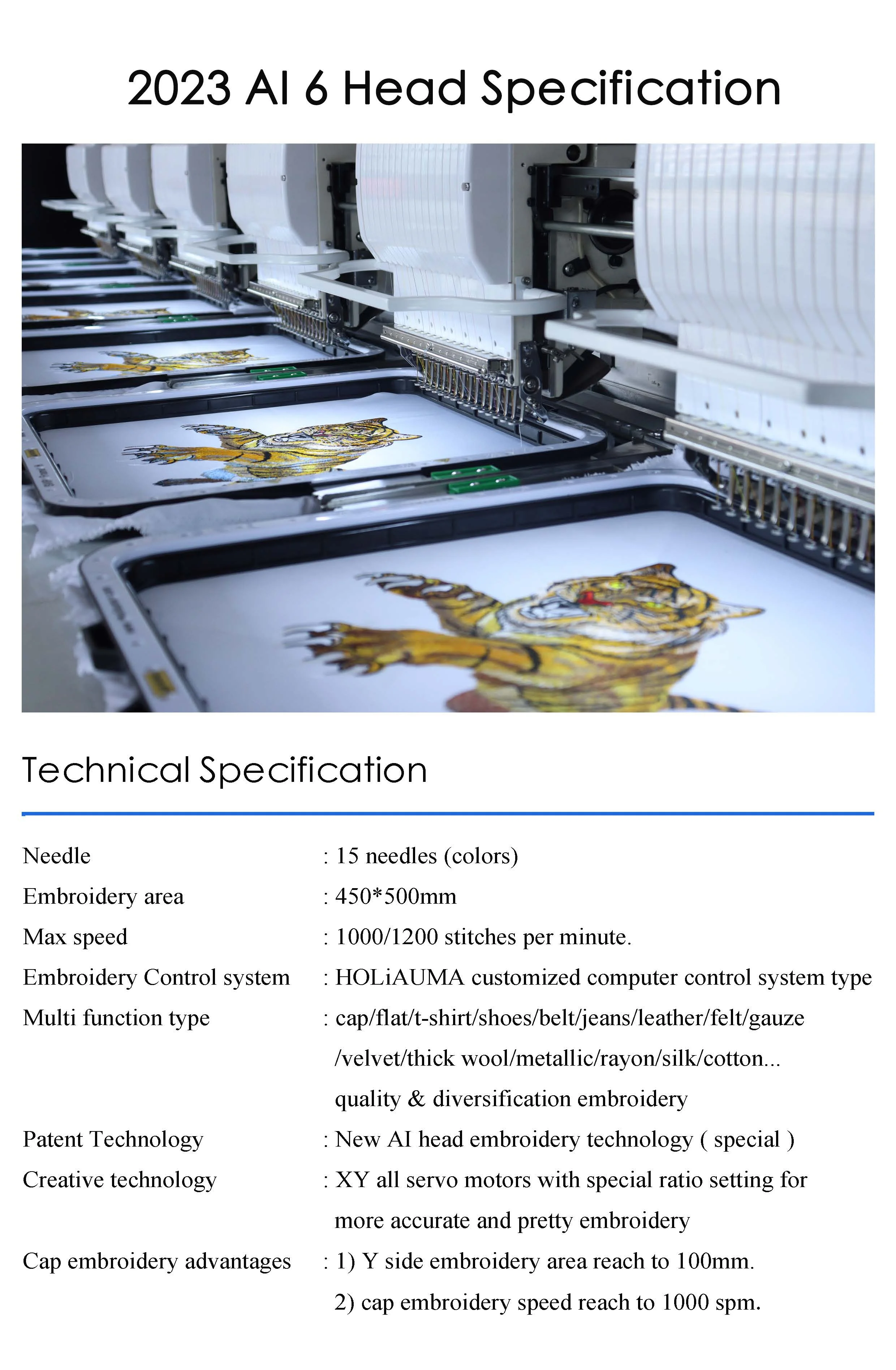 10year Motor Quality Warranty Holiauma 6 Head Embroidery Machine Computerized Surpassed Brother