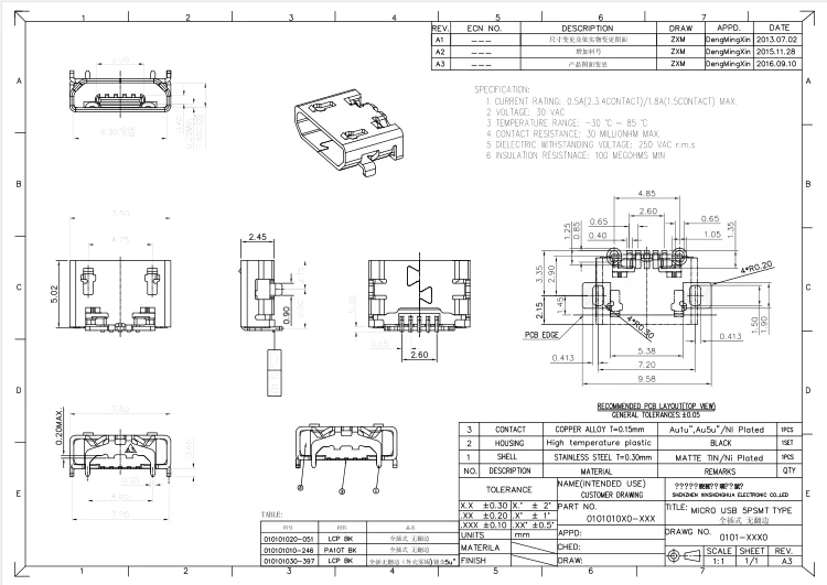 Лучший спонсорский список, микро-Usb разъем, водонепроницаемый 5-контактный SMD микро Usb Pcb разъем, пайка, A B C Тип Dip вертикаль 90