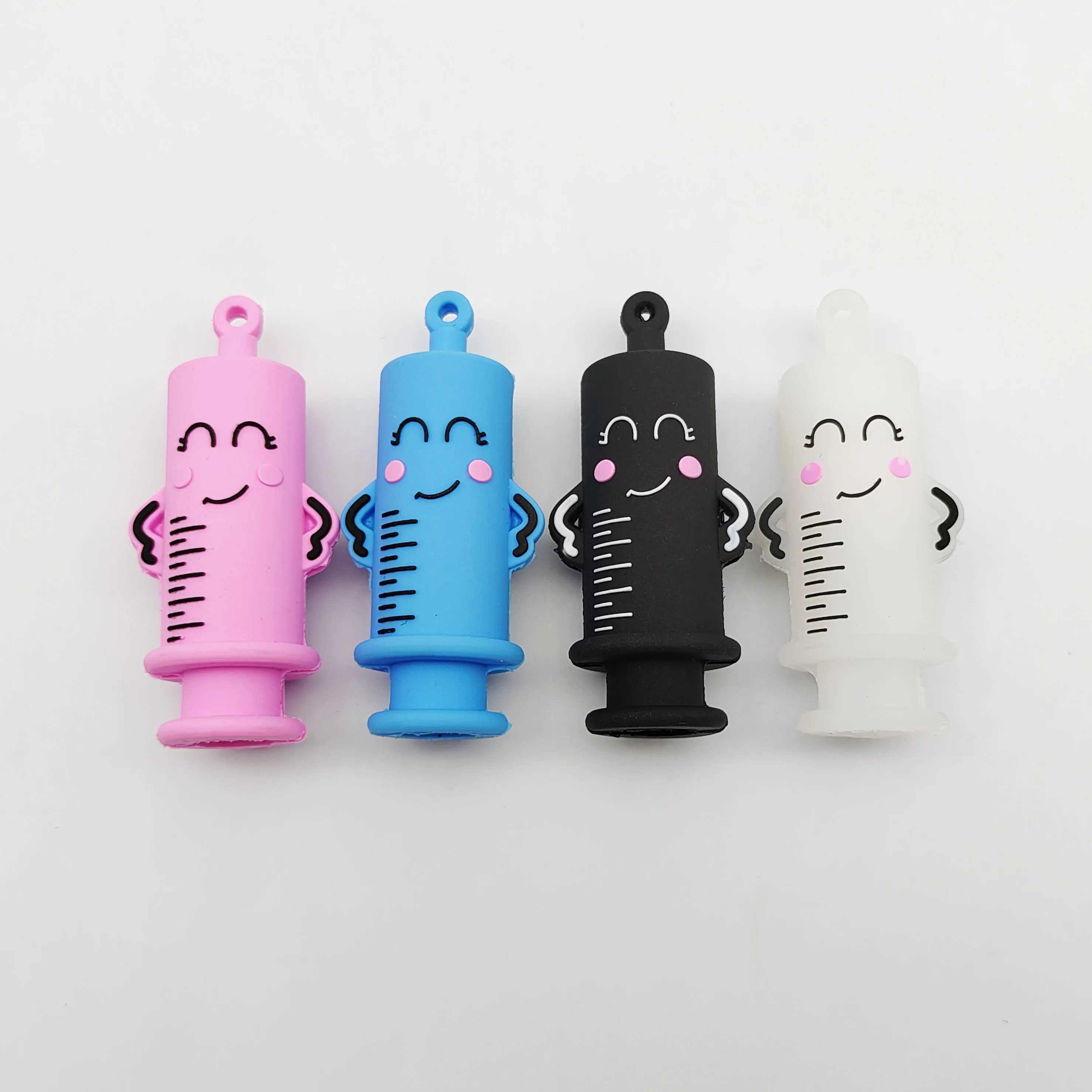 Mini Syringe Shape Rubber Ampoule Breaker with Ball Bead Chain Silicone Ampoule Opener Keychain Vinyl Medical Vial Opener