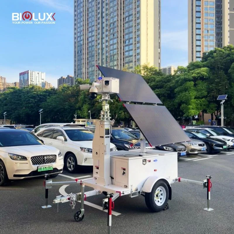 Solar CCTV Towers Mobile Surveillance Trailers for Construction