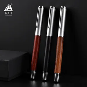 2026 New Solid Wood Ballpoint Pen Rosewood Mahogany Custom Logo Wooden Signature Gel Pen High-Value Water Pen Gift