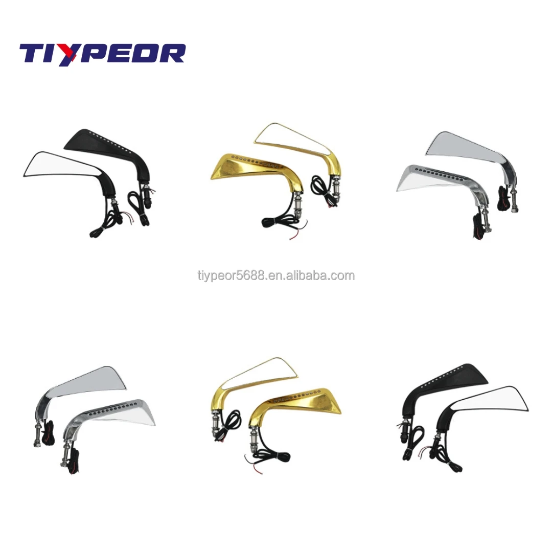 product tiypeor motorcycle adjustable mirror angle rearview side clear mirrors universal for chopper scooter with turn signal light-4