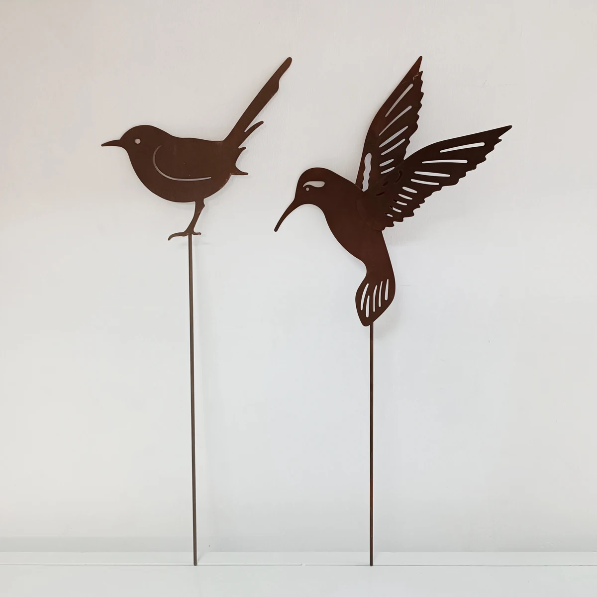 Rusty Metal Birds Garden Decor Ornaments Iron Lawn Stake - Buy Metal 