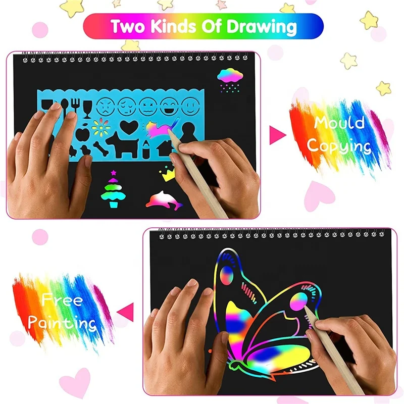 8 Tarjetas Rasca Y Gana Con Papel Arcoíris - Kit Creativo Para Niños Y Adultos, Actividad Desestresante Y Educativa, Multicolor