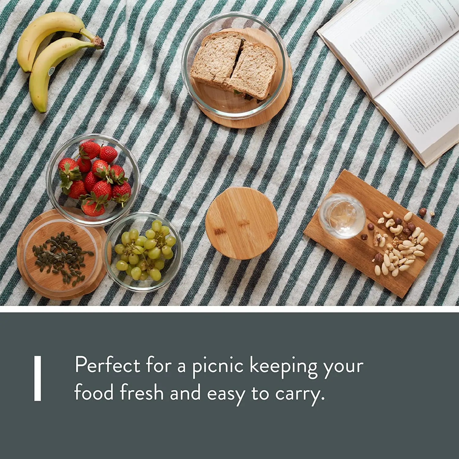 Glass Food Storage Containers With Bamboo Lids 4 Piece Value Set the