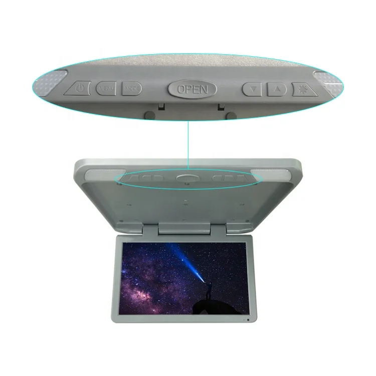 Bus Coach Manual Roof Monitor 18.5" Multimedia 2 Video Input Entertainment Player Business Folding Flip Down Ceiling TV Screen