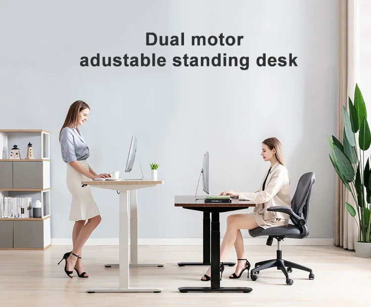 Hot Selling  Electric Standing Desk Frame Dual Motor Auto-Adjusts for Sit-Stand Workflow for Home Office manufacture