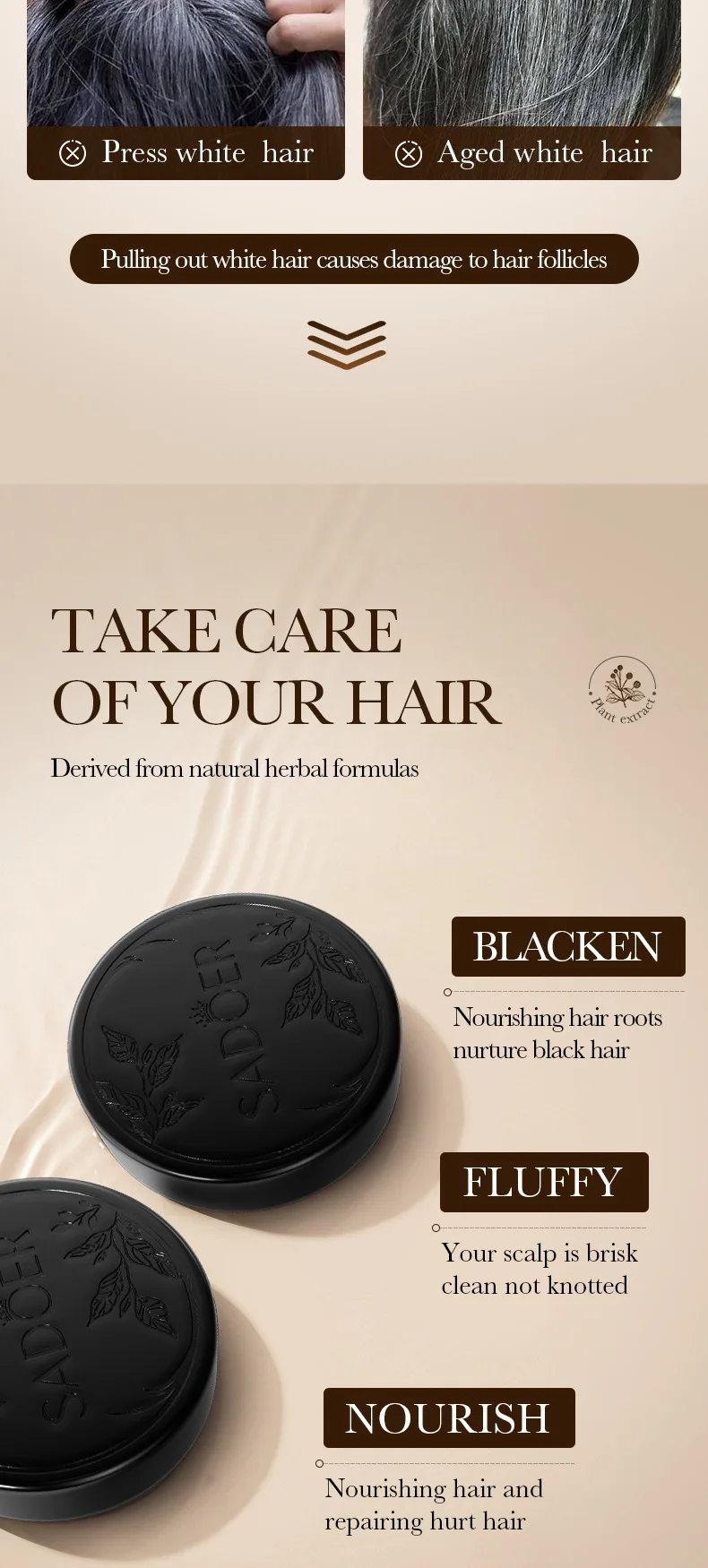 Private Label Polygonum Multiflorum Shampoo Solid Darkening Organic