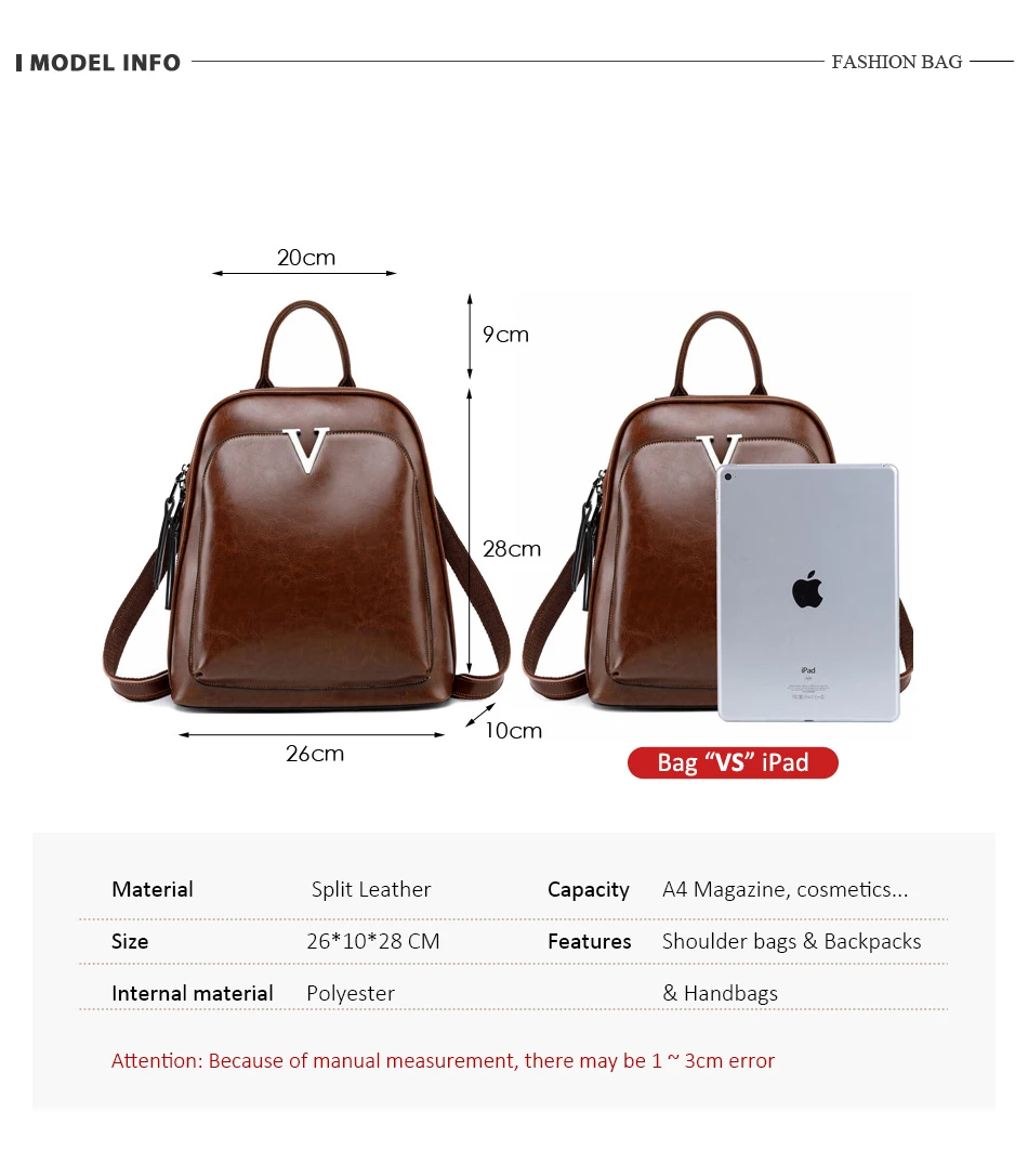 Backpacks Women 2021 New Fashion Vintage Back Pack Waxy Cow Leather Women's School Bag Ladies Backpacks