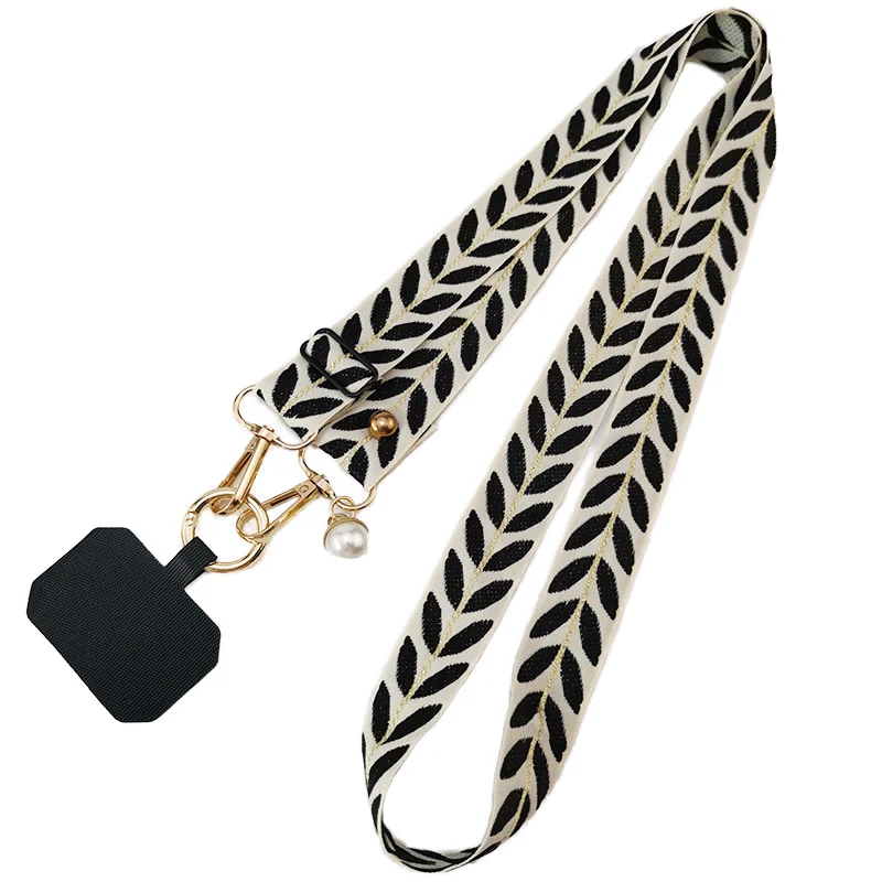 Laudtec Adjustable Long Anti-Lost Crossbody Mobile Phone Lanyard with Neck Cord Clip Pearl Hanging Ornaments Card Holder