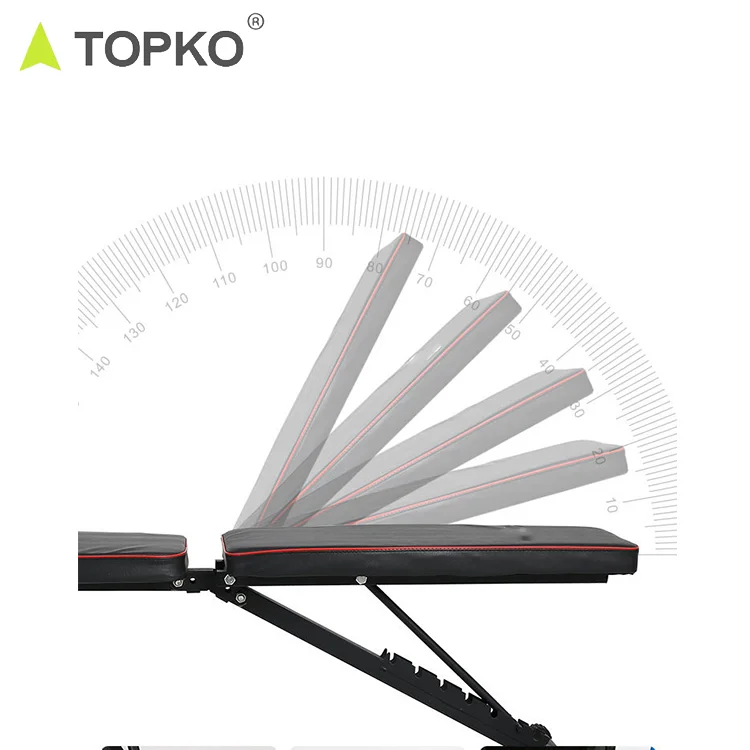 TOPKO Fitness Adjustable Strength Training Bench for Body Workout with Fast Folding Gym Equipment Weight Bench