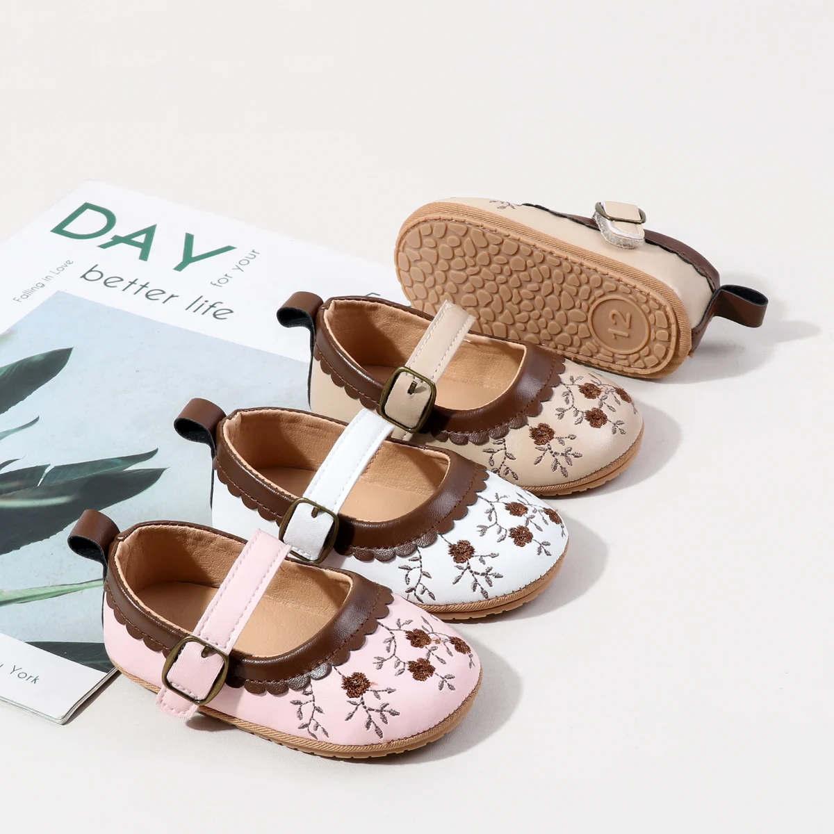 Unique Flower Embroidery Design PU Material Toddler Baby Shoes for Girls supplier