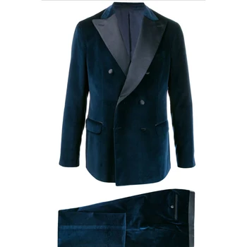 Wholesale custom men's velvet satin lapel senior party formal suit