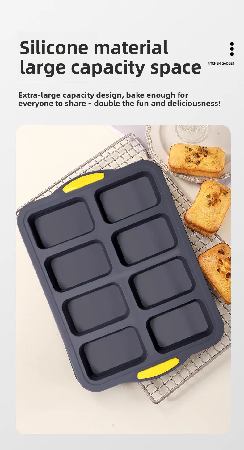 Silicone Reusable Heat Resistant Muffin Cup Mold with Frame Square Cake Baking Oven Mold Pudding Jelly Mold supplier