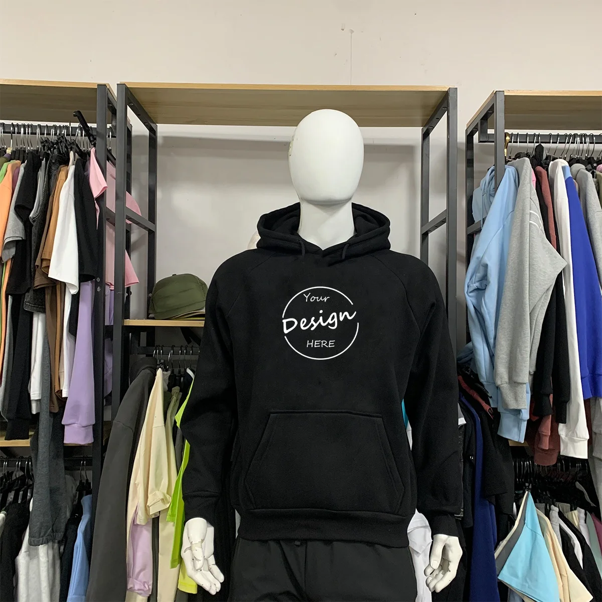 JL510B 9 Ounce 100% Cotton French Terry Design Vintage Boxy Fit Raglan Sleeve Stone Washed Hoodies for Men