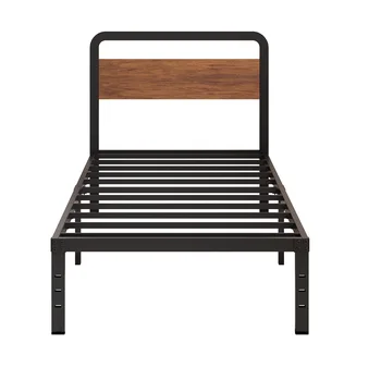 Modern Design Metal Iron Bed with Durable MDF Headboard for Bedroom Hotel School Apartment Use for Sleeping