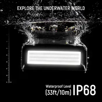 NEEWER WP12 Underwater Diving Light, 33ft/10m IP68 Waterproof LED Video Light with Ball Head, 1900mAh 5600K CRI97+ TLCI98+ detail image