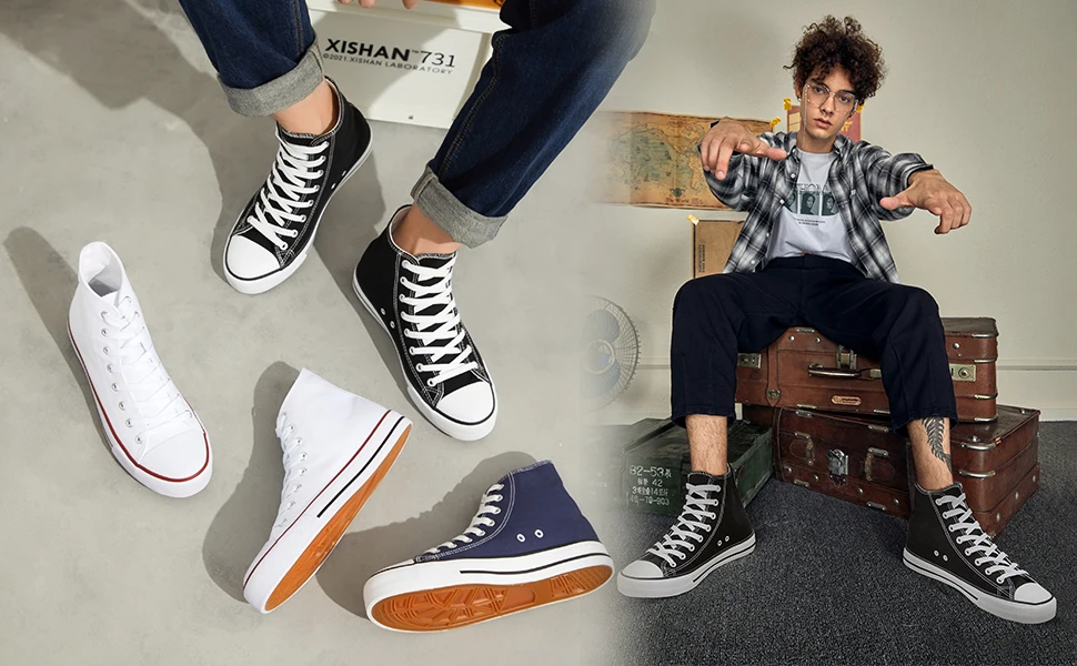 Wholesale Rubber Classic Laceup Casual Men's Custom Logo High Top