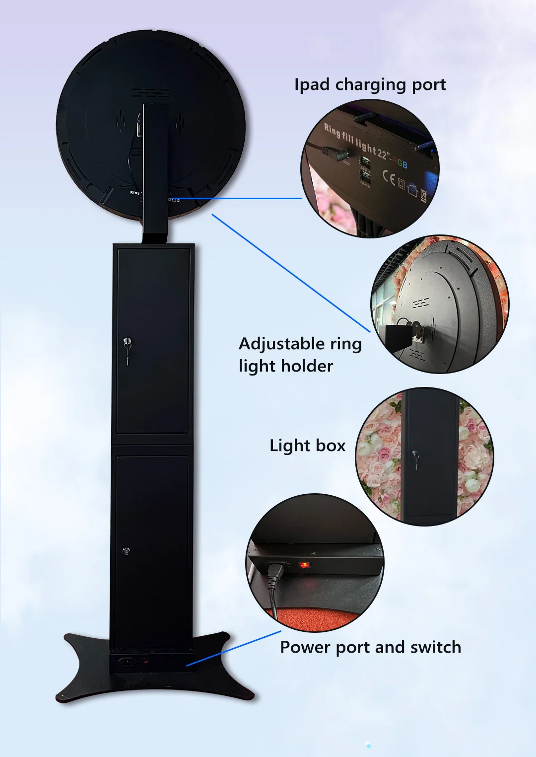 Salsa Oval Selfie Ipad Photo Booth Shell 12.9inch Dslr Photo Booth Ipad 10.9 Pro Photobooth Stand Kiosk  Machine With Printer