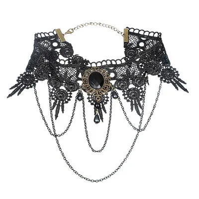 WUSJCOF Collare girocollo nero gotico,collana girocollo di Halloween,con strass sexy per gioielli da donna regolabile