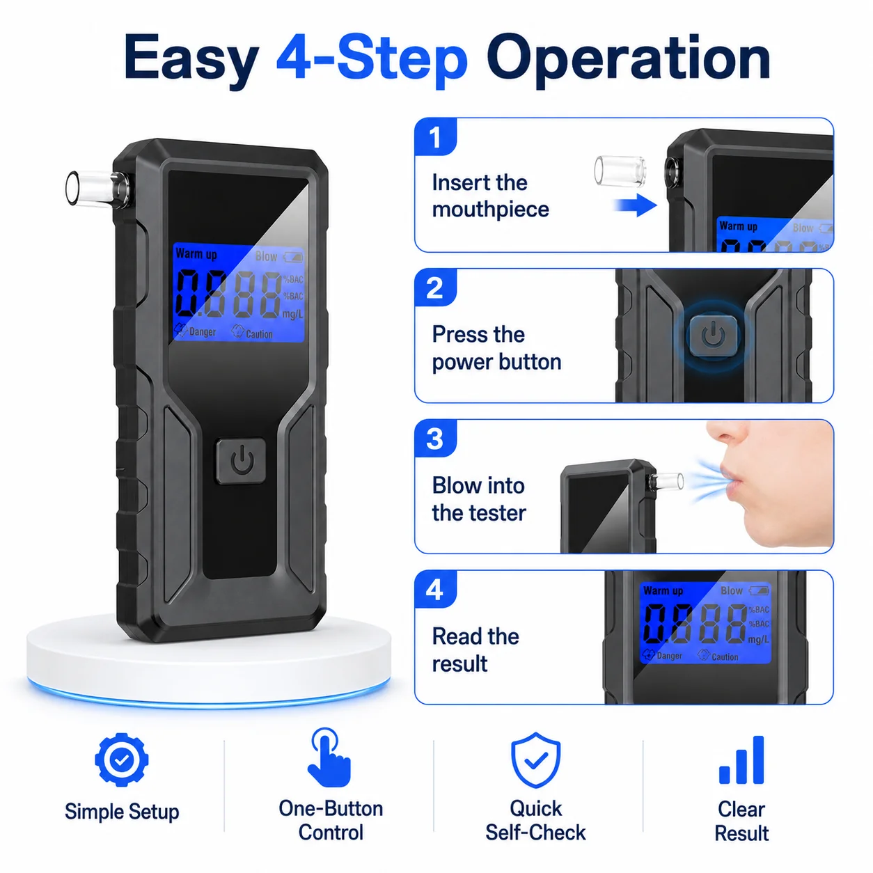 LOW MOQ Professional Breath Alcohol Tester Digital Alcohol Detector Breathalyzer With Backlight Display Alcohol Tester
