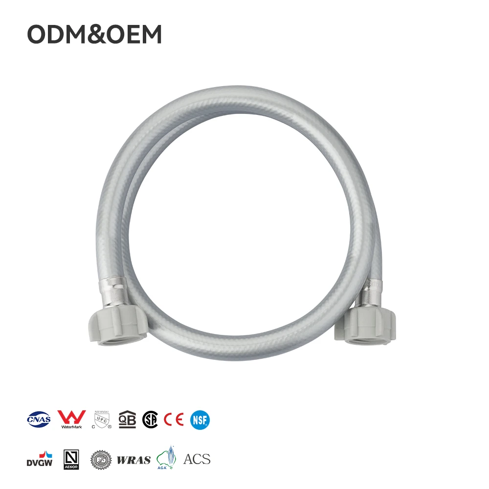 FANSKI Modern Kitchen & Bathroom Explosion-proof Light Gray PVC Braided Flexible Sanitary Toilet Plumbing Hose