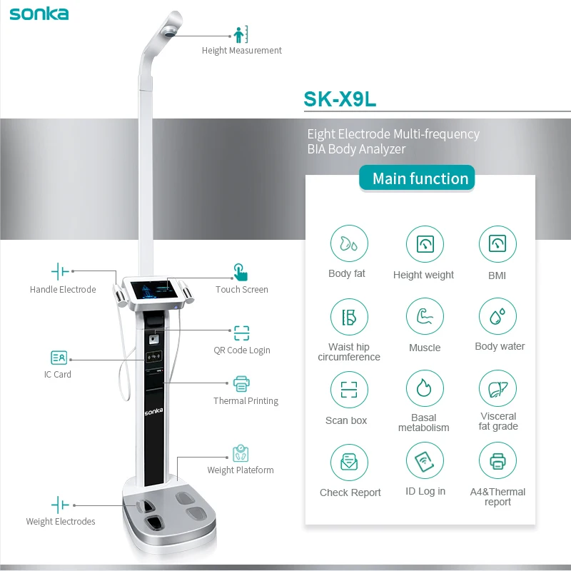 SONKA Clinical Analytical Instruments 3D Fat Scale Bioimpedance Body Composition Analyzer Machine