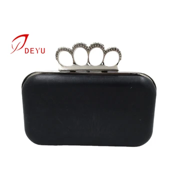 16*9.5cm Knuckle Duster -Light Gold Box clutch handbag frame with Chain Loops