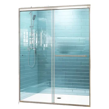 Cheaper Price Aluminum Framed Double Sliding Bypass Shower Doors Bathroom Glass Shower Screen Bathroom Shower Cubicle