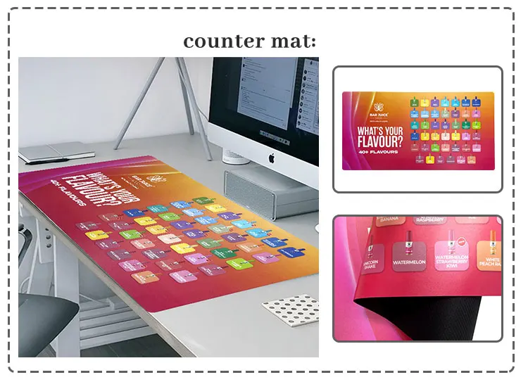 Countertop Promotional Retail Advertisement Pad Changeable Counter Mat with Insert