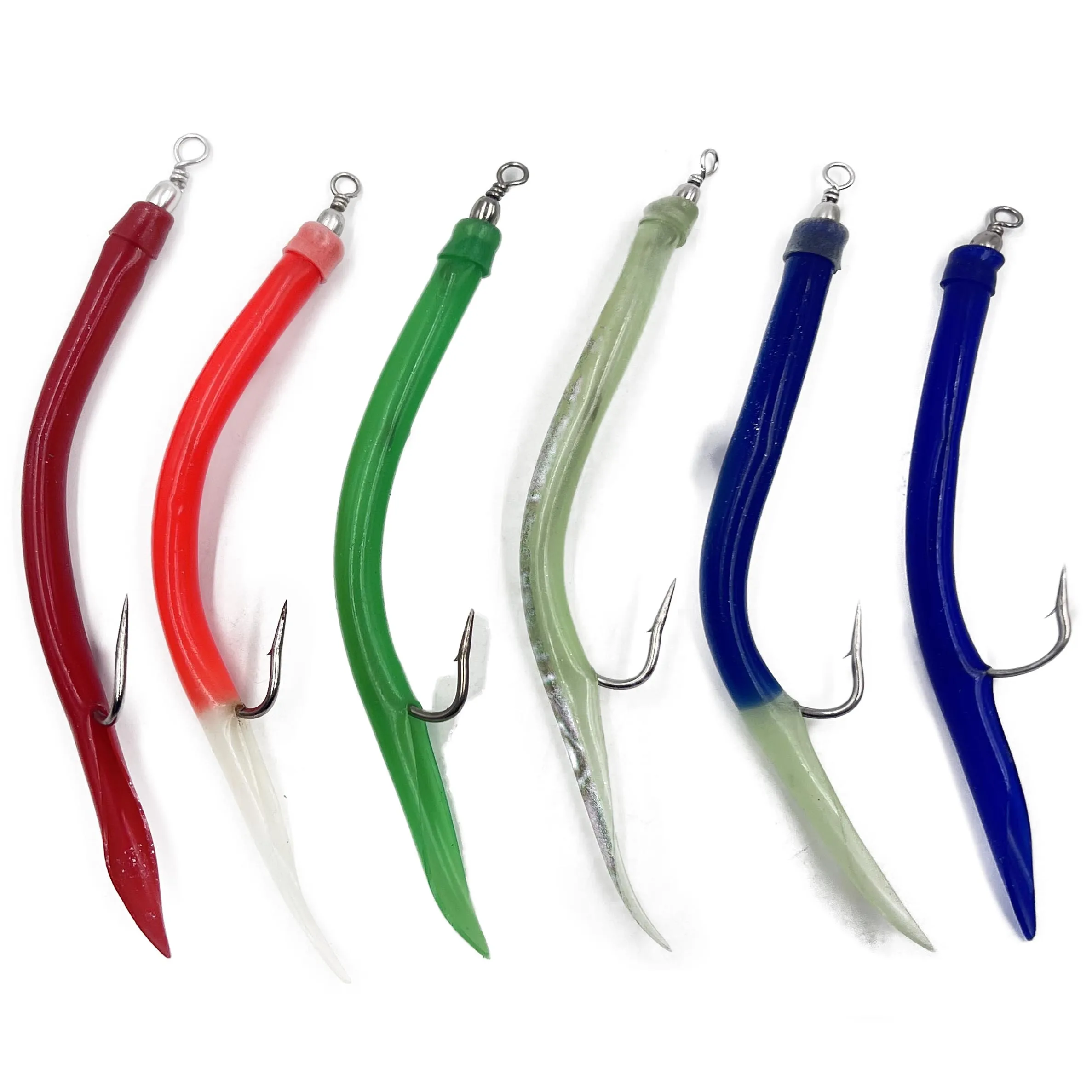 eel fishing hooks Alpha Fishing Eel Hook Rubber Bass Tube Lures Cod Rig Tube Teaser with  Stainless Steel Hook Swivel Trolling Bass Cod