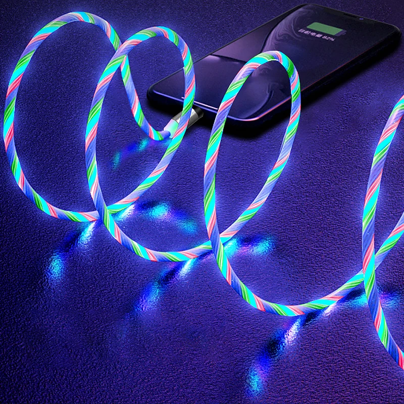 Магнитный зарядный кабель 3 в 1 со светодиодной подсветкой для android Тип c, usb-кабель, магнитный кабель для быстрой зарядки для iphone 6/7/8/x/11/12