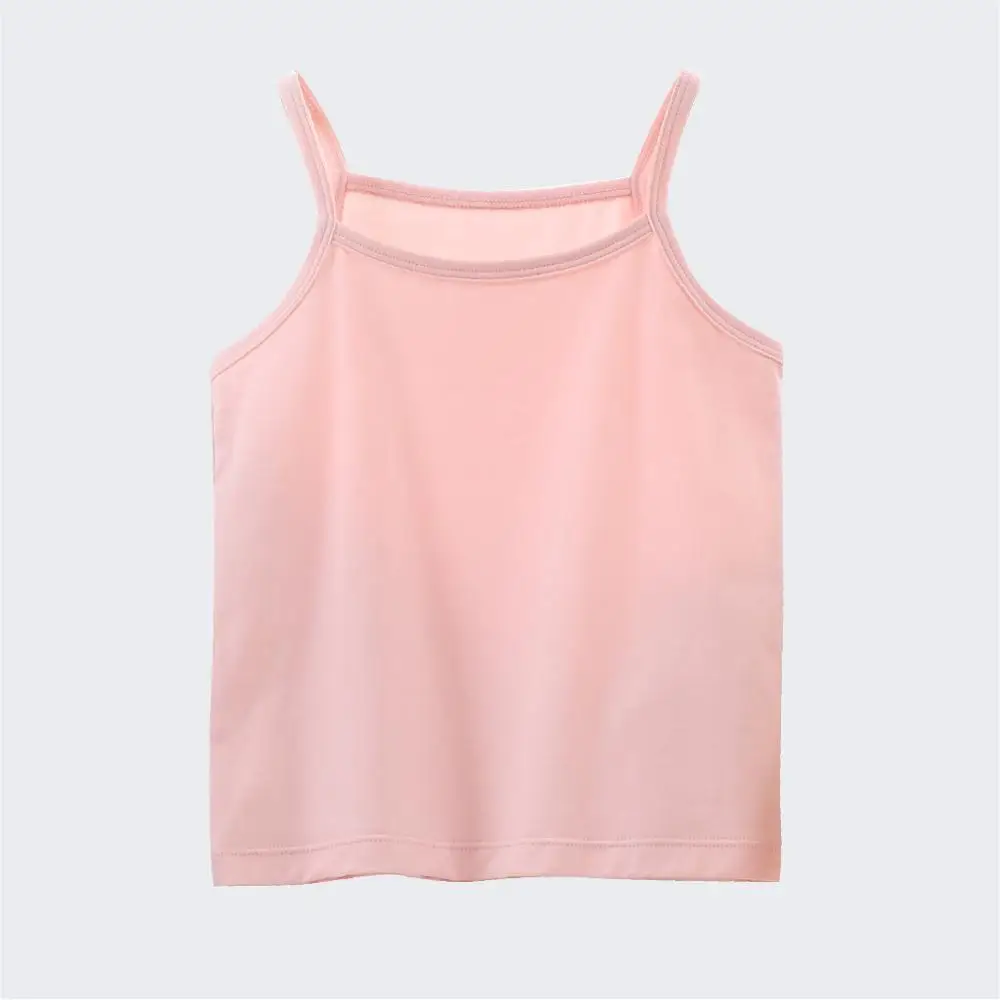 Детский однотонный дышащий жилет на бретелях из чистого хлопка тонкий летний базовый топ для маленьких девочек