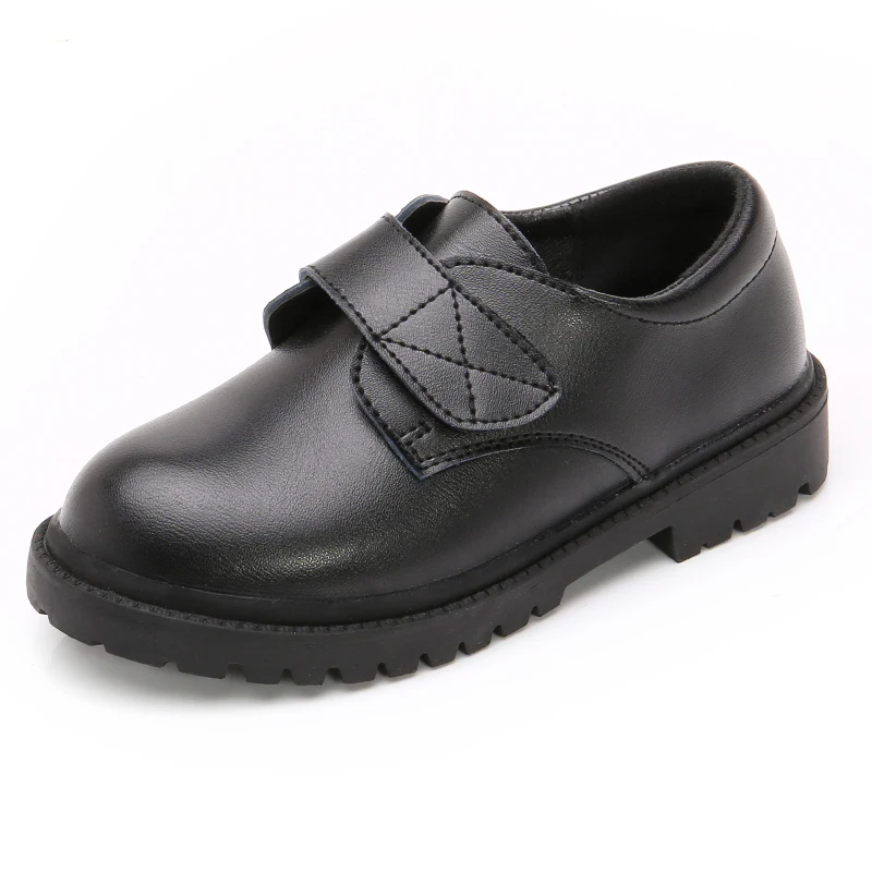 Черная кожаная униформа для мальчиков-подростков на заказ, Детская школьная обувь