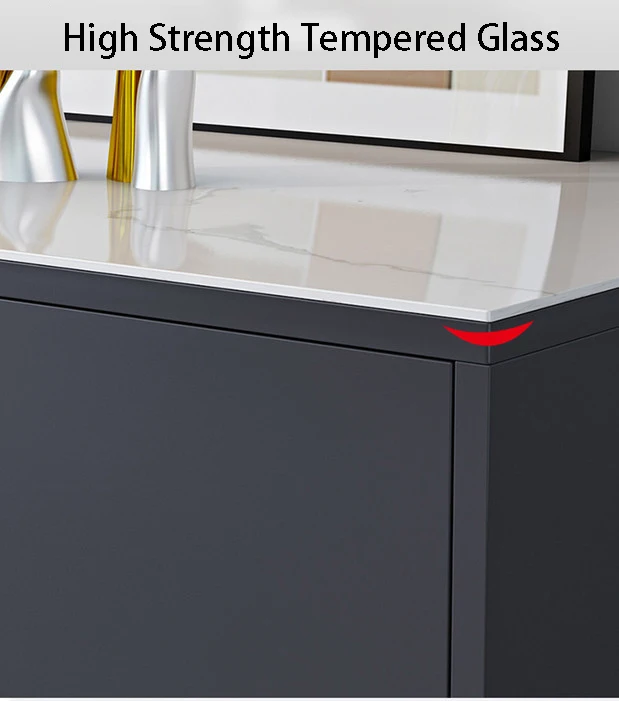 Nordic Light Tea Table Combined With Modern Simple Rock Plate Toughened