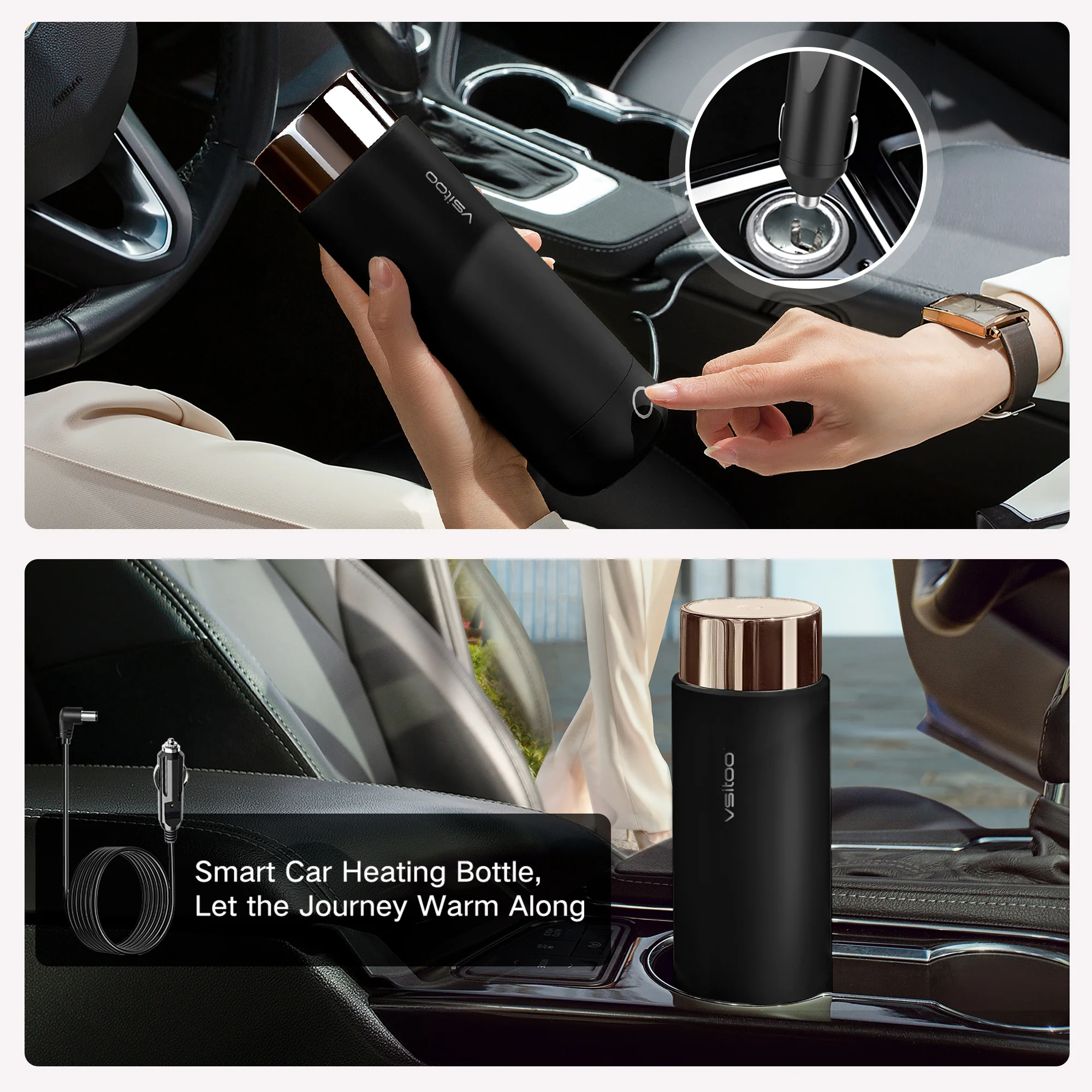 Customize Double Wall Vacuum App Control Temperature Insulated Heating Warm Tumblers Coffee Thermos Travel Portable Thermal Cup