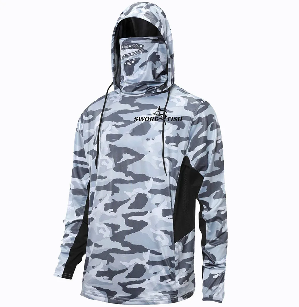 Hot Upf 50+ Breathable Fishing Hoodie Long Sleeve Camo Fishing Shirt Uv