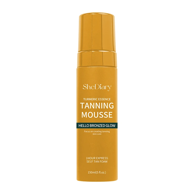 Venta al por mayor, mousse bronceadora de lujo exprés de 2 horas, autobronceador vegano para el cuerpo, mousse bronceador de cúrcuma autoimpermeable instantáneo, mousse oscuro