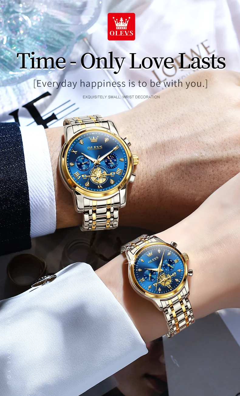 OLEVS 2897 Lover Quartz Rejoles Quartz Watches Smartwatches Waterproof Custom Design Couple China Stainless Steel Couple Watch