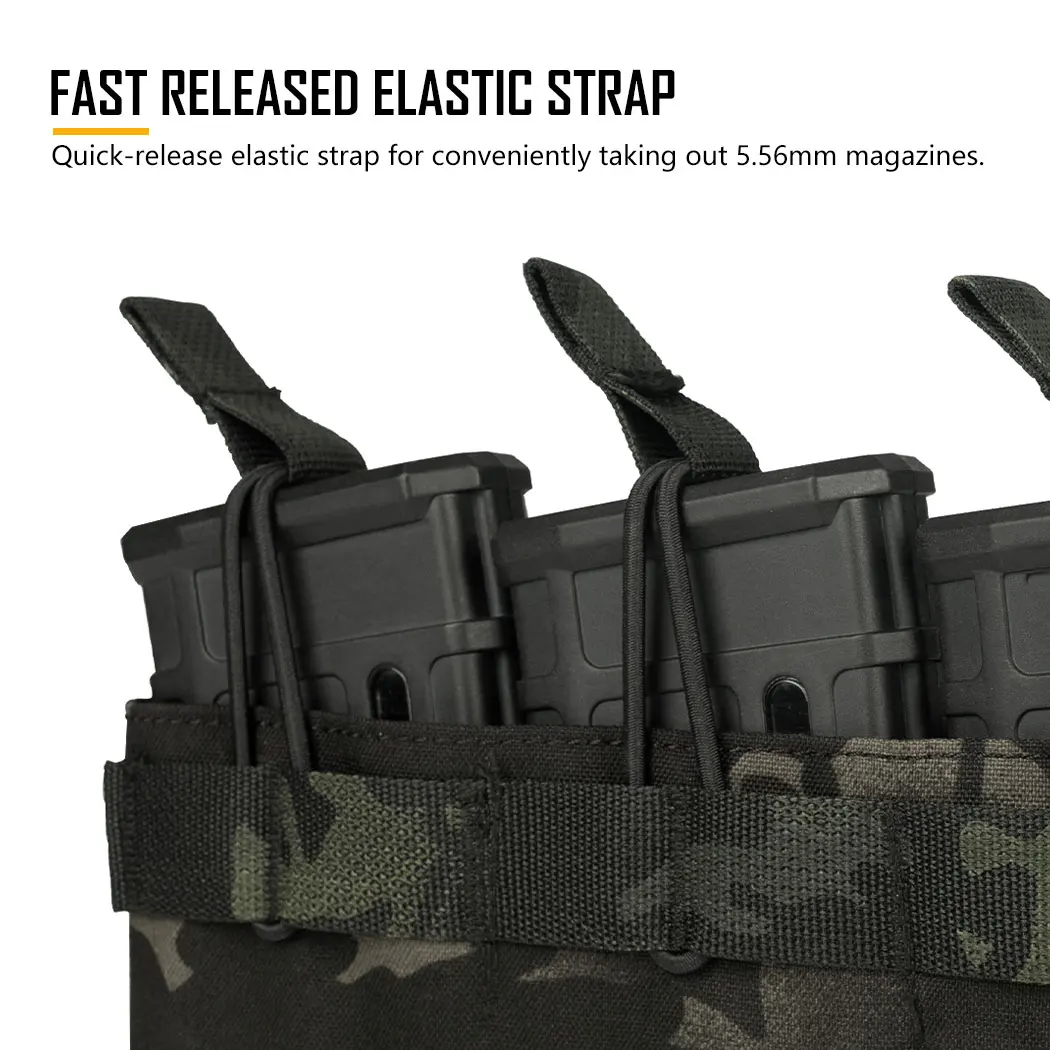 thumbnail image 2 of Sinairsoft Tactical Triple 5.56 Magazine Pouch – Open Top W/ Insert, MOLLE, Ambidextrous, Nylon, Rifle Mag Holder 2 of 5