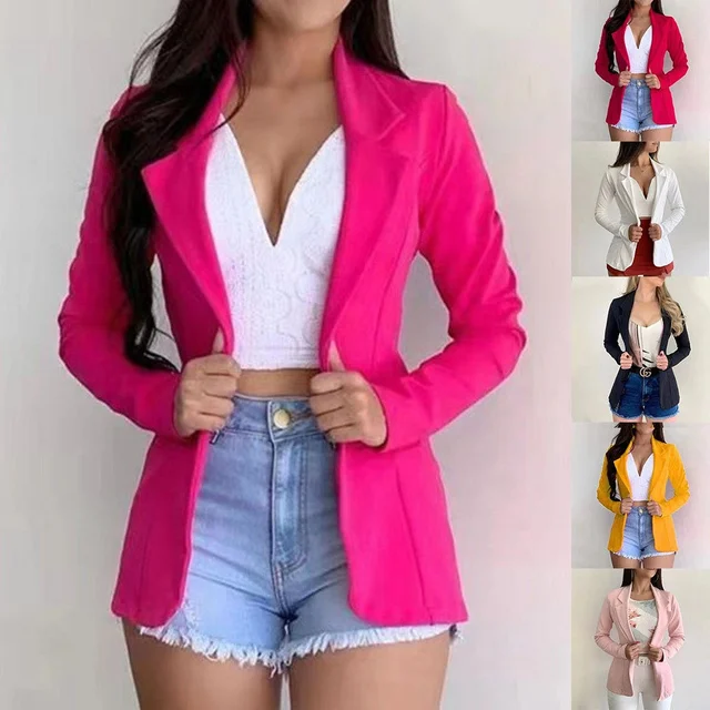 Ladies Fashion Suit Jacket Blazer Suit Solid Color Elegant Office for Women