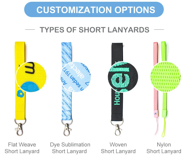 Wholesale Custom Logo Short Wrist Pink Keychain Lanyard Tissu Nylon