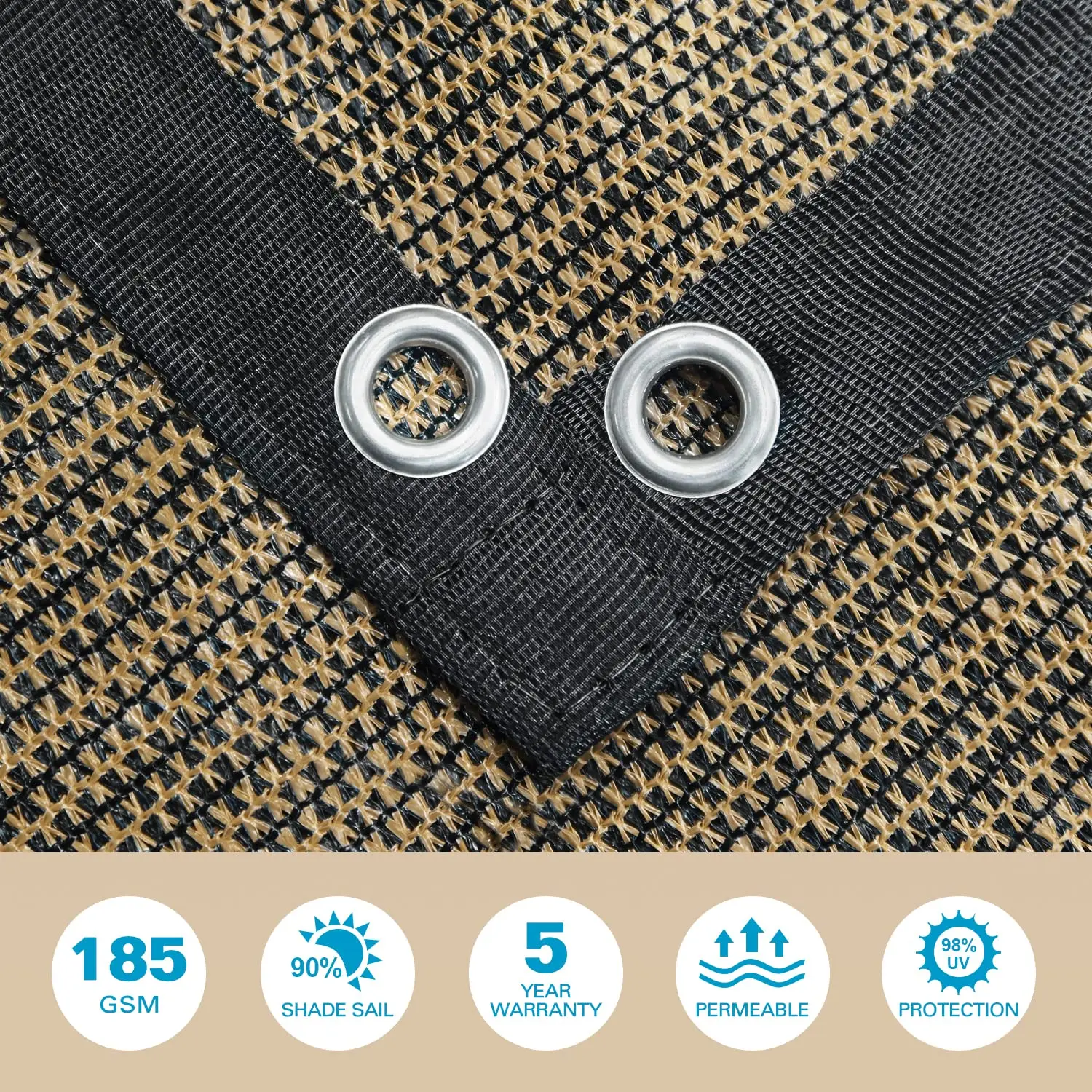 Outdoor Sun Shade Sail With Grommets 8'x8' Privacy Screen Patio Porch