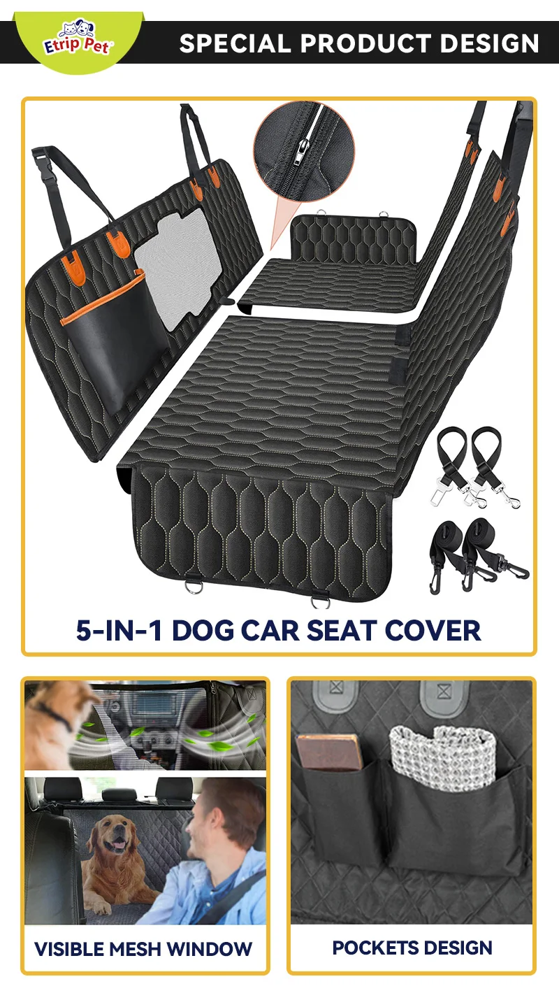 Wholesale scratchproof 600d oxford safety waterproof pet dog hammock car seat cover for dog factory