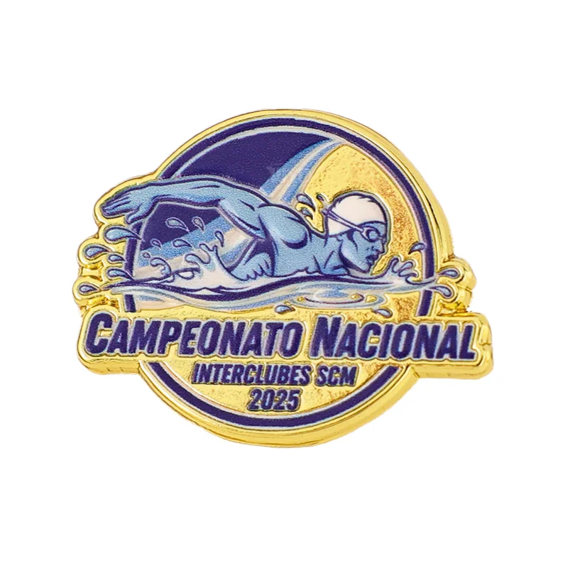 Wholesale Custom Metal Soft Enamel Pin Swimming Sports Race Souvenir Badges Personalized Promotional Business Gifts Lapel Brooch
