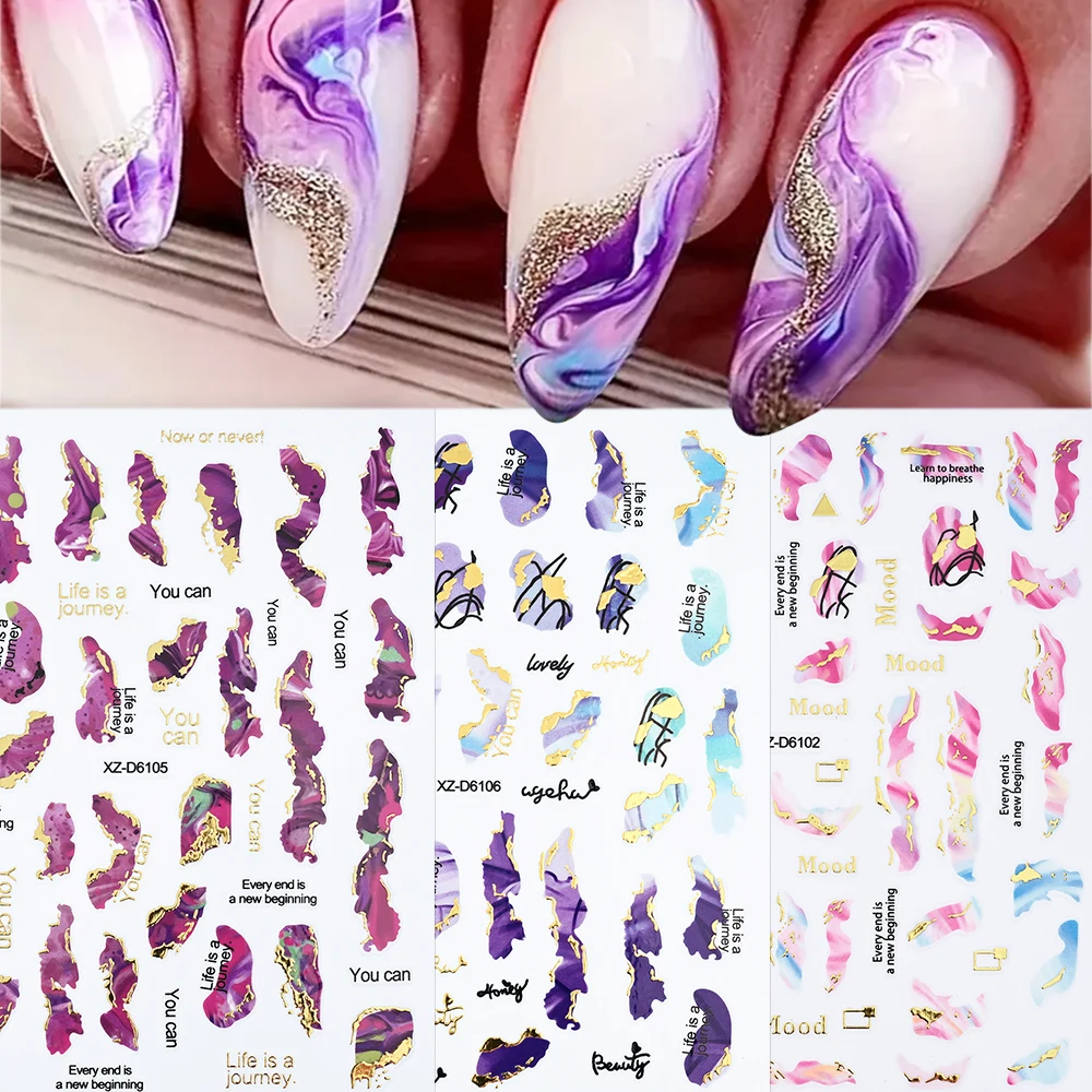 Purple Marble Nail Art That Shines
